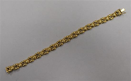 A 9ct gold demi-lune link bracelet, 18.5cm.